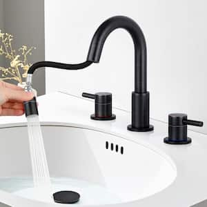 8 in. Widespread 2-Handle Bathroom Sink Faucet with Pop-up Drain and 360° Swivel Spout in Oil Rubbed Bronze