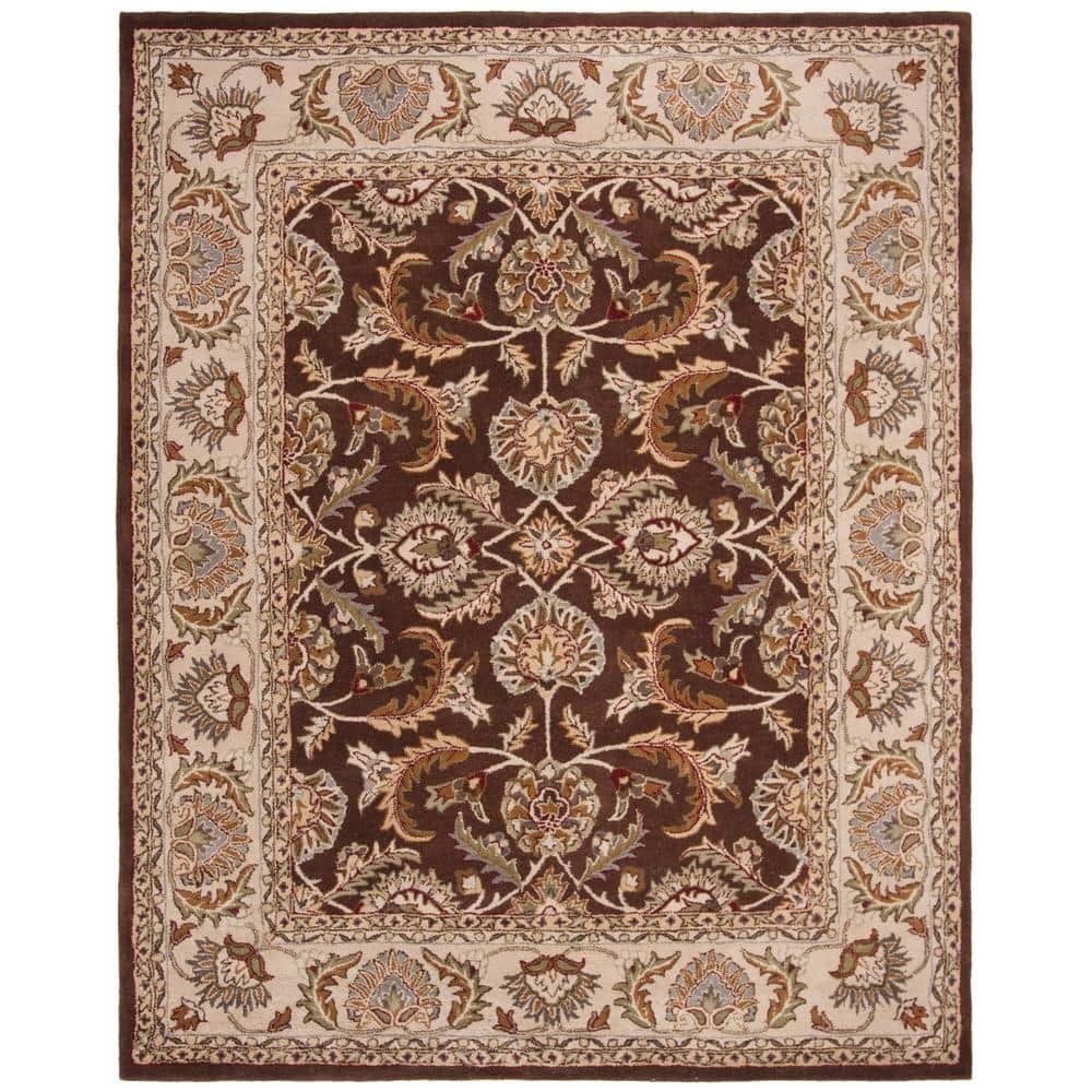 Ivory and Brown Hand-Tufted Wool 8' x 10' Area Rug