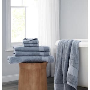 Cotton TENCEL 6-Piece Blue Solid Cotton Bath Towel Set