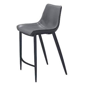39.80 in. H Dark Gray Counter Height Metal Bar Stool with Faux Leather Seat Set of 2