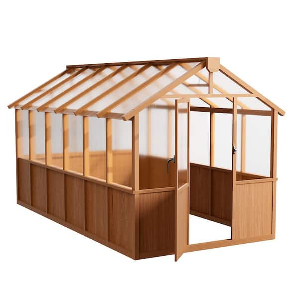 PABIMIA 6 ft. x 12 ft. Wood Greenhouse for Outdoors, Polycarbonate