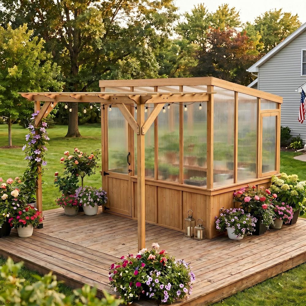 Kingdely 8 ft.W x 11.19 ft.D x 7.86 ft.H Natural Cedar Wood Walk
