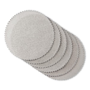 Woven Lindos 15" Round Grey Water Resistant Placemats (Set of 6)