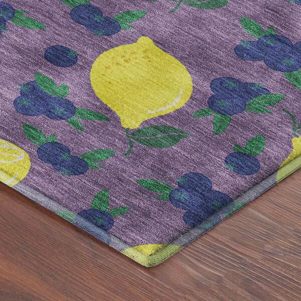 Mayfield Premium Machine Washable Abstract AMF2354 Lavender 2 ft. x 7 ft. Runner Rug