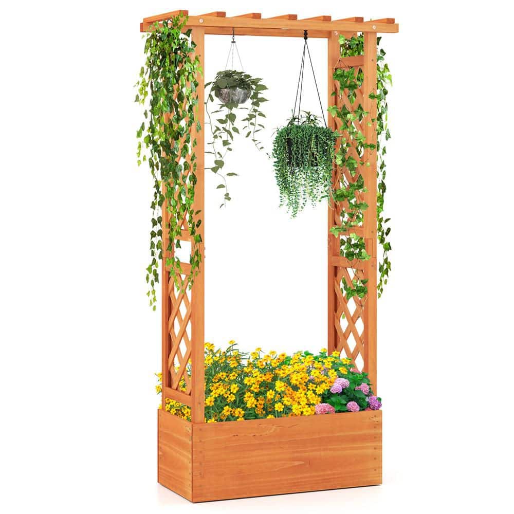 Orange Fir Wood Raised Garden Bed with Trellis Wood Elevated Garden Bed with Hanging Roof Planter Box Small (1-Pack) price history on PriceWatchPro