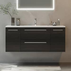 Silhouette 48 in. W x 18 in. D x 20 in. H Single Sink Wall-Mounted Vanity Side Cabinet in Zambukka with Acrylic Top
