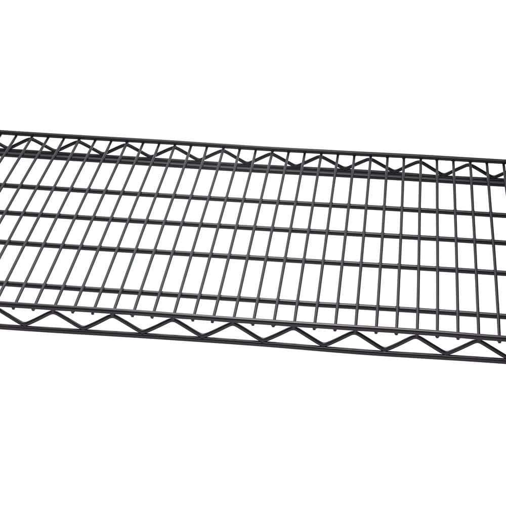 Trinity Black Epoxy 5-Tier 48x18x77 Wire Shelving with Wheels