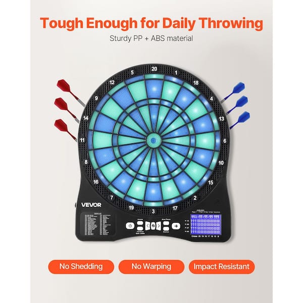 VEVOR Electronic Dart Board, LED-Illuminated, 48 Games & 500+