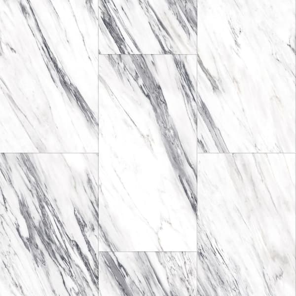 Vito Rasago Milk 20 MIL x 12 in. W x 24 in. L Waterproof Click Lock Vinyl Tile Flooring (15. 93 sq. sf/case)