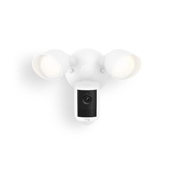 Floodlight Cam, Wired (Newest Model) - Wide-Angle Retinal 2K Video, 6x Enhanced Zoom, Ultra-Bright Floodlights, White