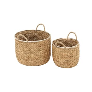 Tan Sea Grass Natural Storage Basket 12 in., and 10 in. (Set of 2)