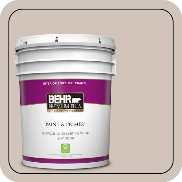BEHR PREMIUM PLUS 5 gal. #ICC-89 Gallery Taupe Eggshell Enamel Low Odor Interior Paint & Primer