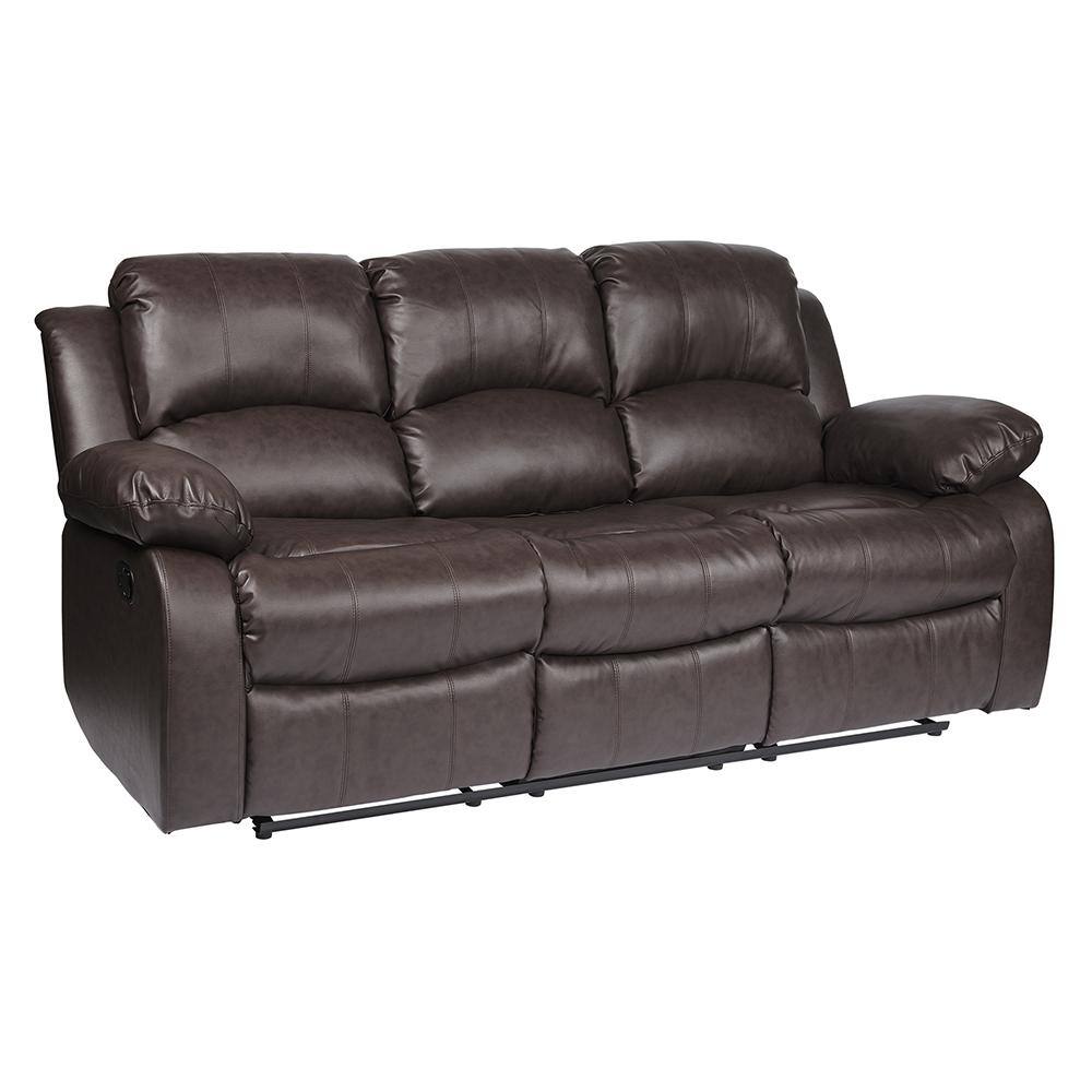 Lexicon Cranley Traditional Faux Leather Double Reclining Sofa in Brown