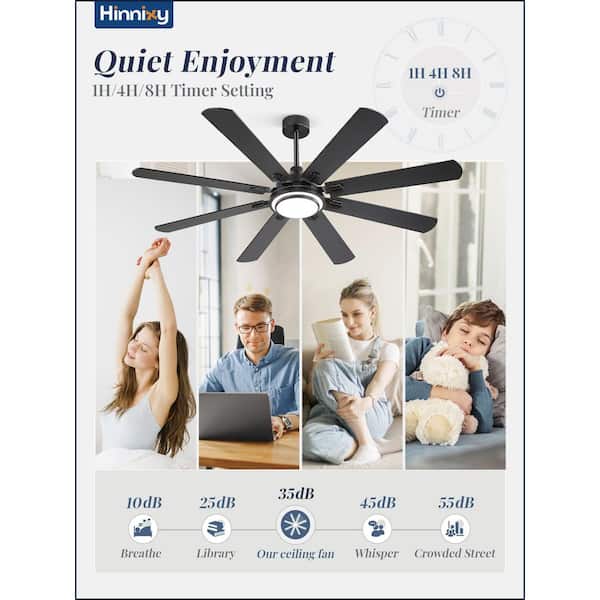 65 in. Smart Indoor/Outdoor Black 3-Color LED 6-Speed Downrod Ceiling Fan with Light Kit and Remote Control