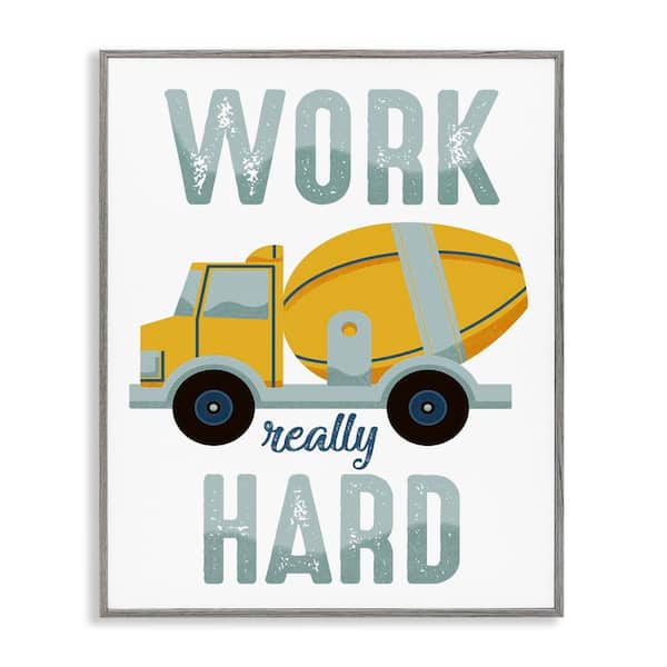 Stupell Industries Work Really Hard Phrase by Marcus Prime Gray Framed Typography Giclee Art Print 20 in. x 16 in.