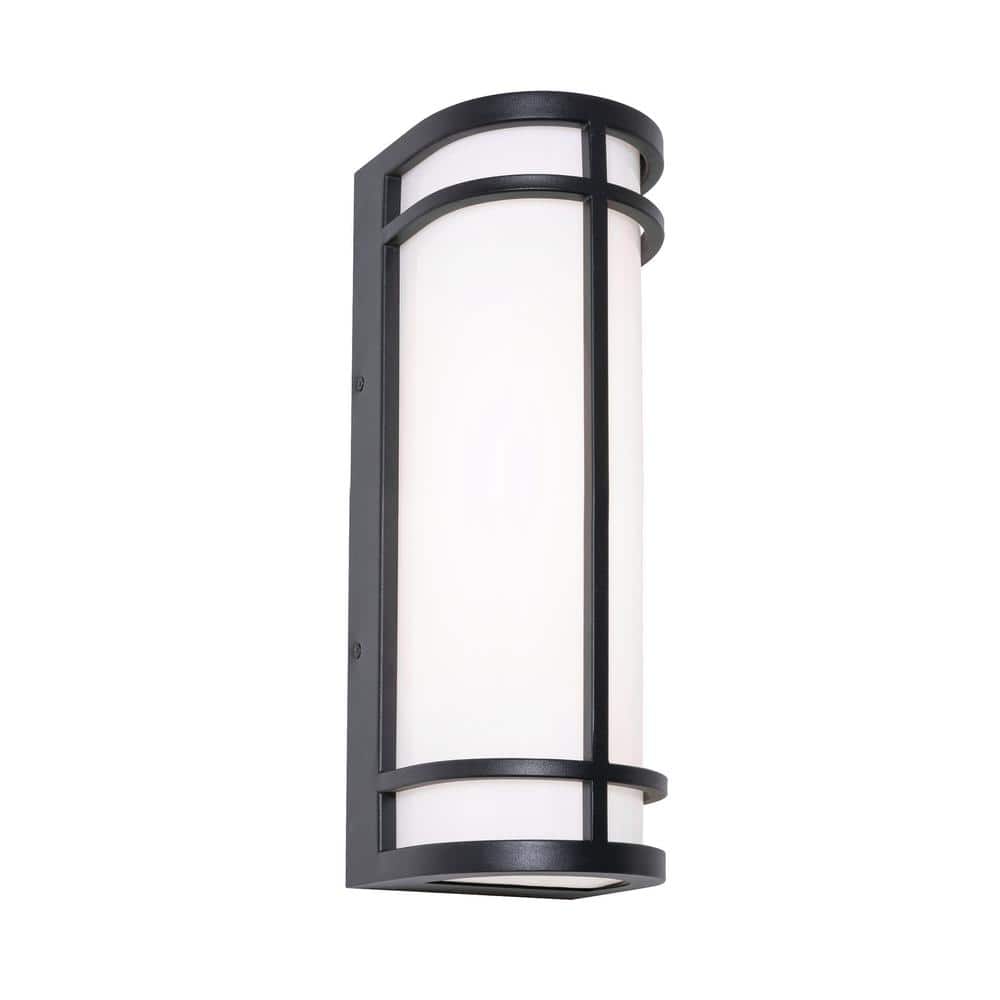 Crain 16 in. Black Outdoor Hardwired Cylinder Sconce with Integrated LED price history on PriceWatchPro