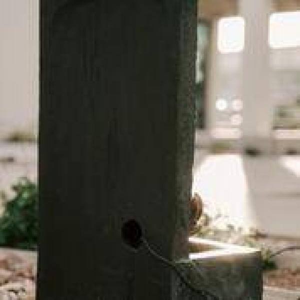 Bronze and Natural Grey Zen Lotus Water Fountain with LED Light
