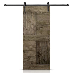 38 in. x 84 in. Espresso Stained DIY Knotty Pine Wood Interior Sliding Barn Door with Hardware Kit