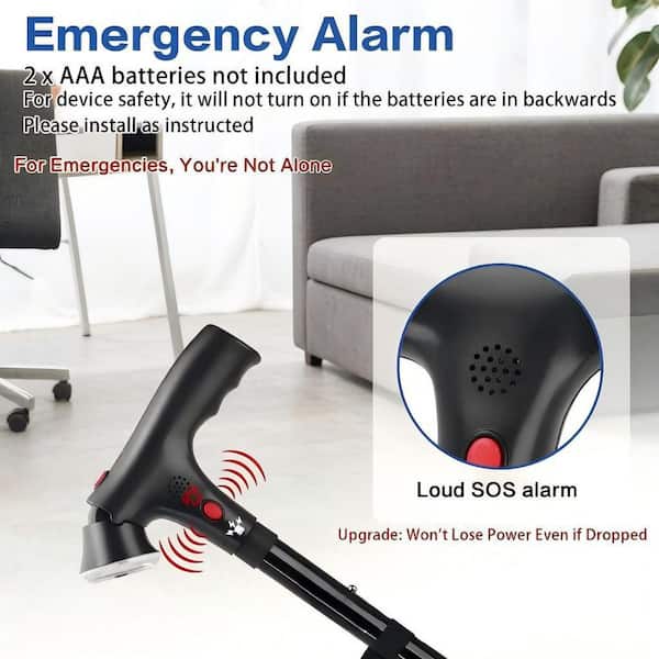 Wudkey 3-in-1 Folding Cane with Alarm and Light, Collapsible