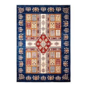 One-of-a-Kind Traditional Blue 6 ft. x 8 ft. Hand Knotted Tribal Area Rug