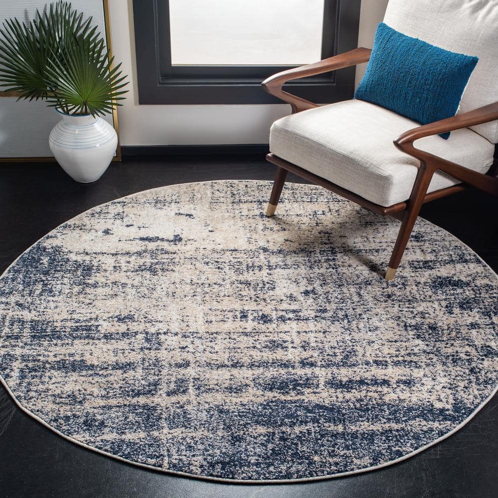 Adirondack 4 ft. x 4 ft. Round Gold/Navy Distressed Area Rug price history on PriceWatchPro