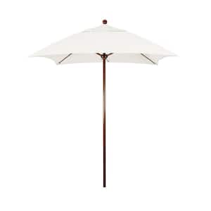 6 ft. Woodgrain Aluminum Commercial Market Patio Umbrella Fiberglass Ribs and Push Lift in Natural Sunbrella