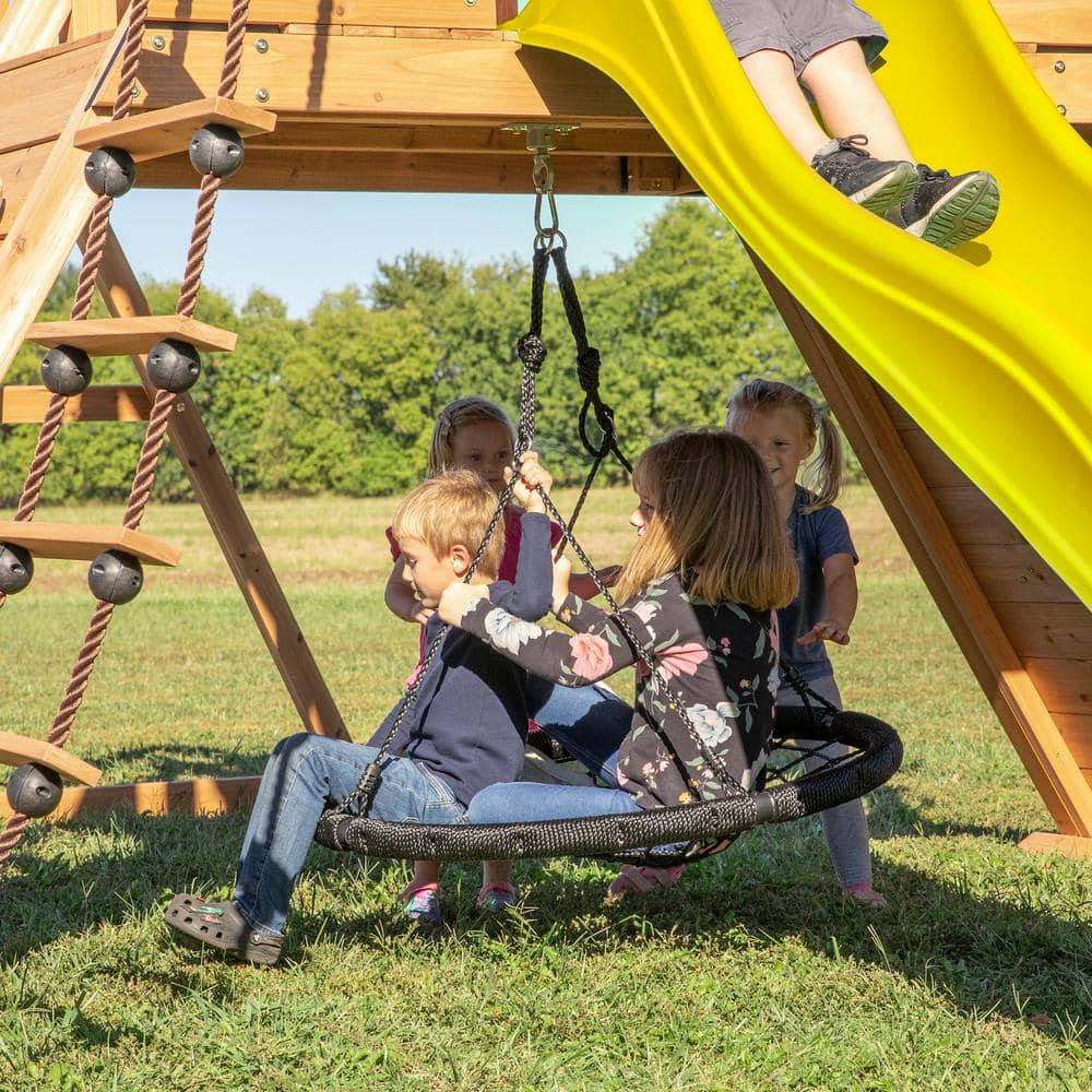 Cedar Endeavor Swing Set with Yellow Wave Slide