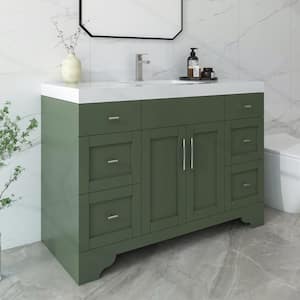 Agnea 48 in. W x 21 in. D x 35 in. H Single Sink Freestanding Bath Vanity in Forest Green with White Quartz Top