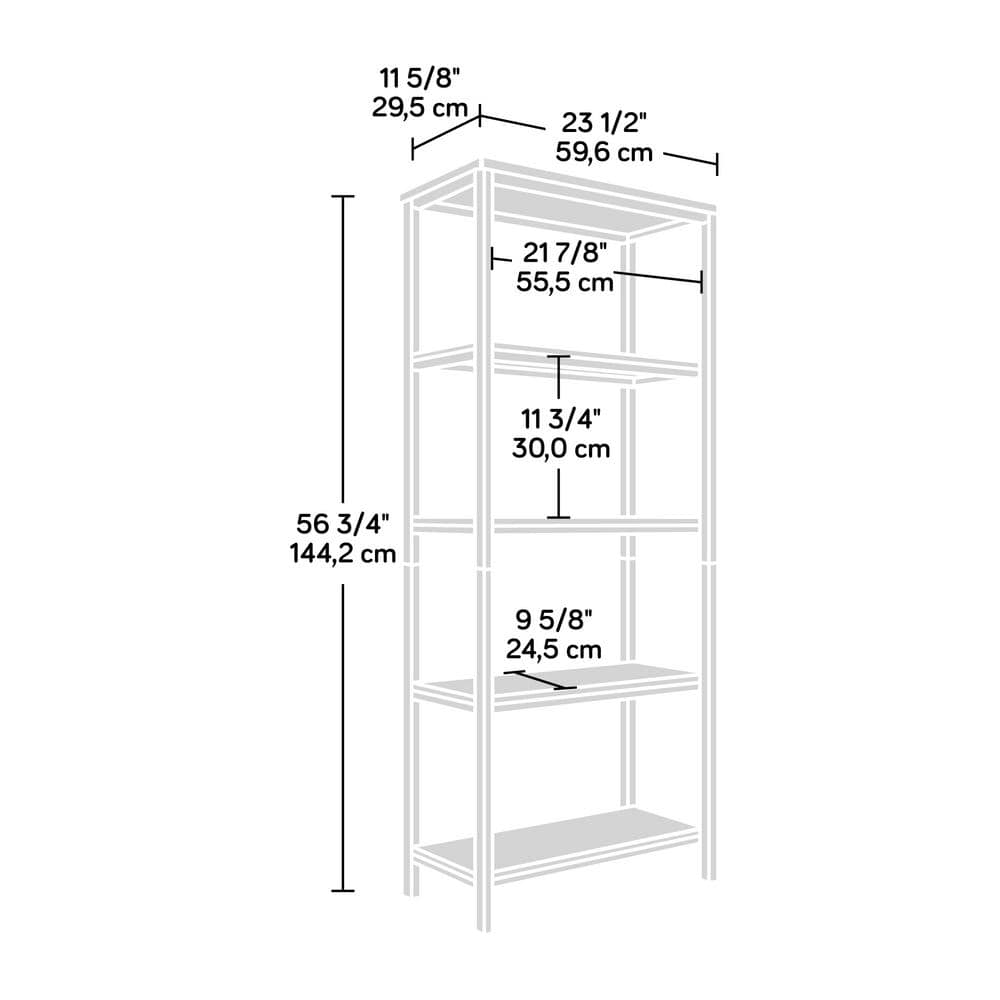 North Avenue Tall 4-Shelf Sindoori Mango and Black Metal Bookcase