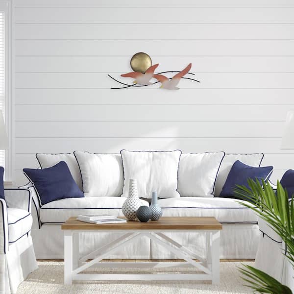 Stratton Home Decor Coastal 11.50 in. x 28.50 in. Birds at Sunset Metal  Centerpiece Wall Decor S42545 - The Home Depot