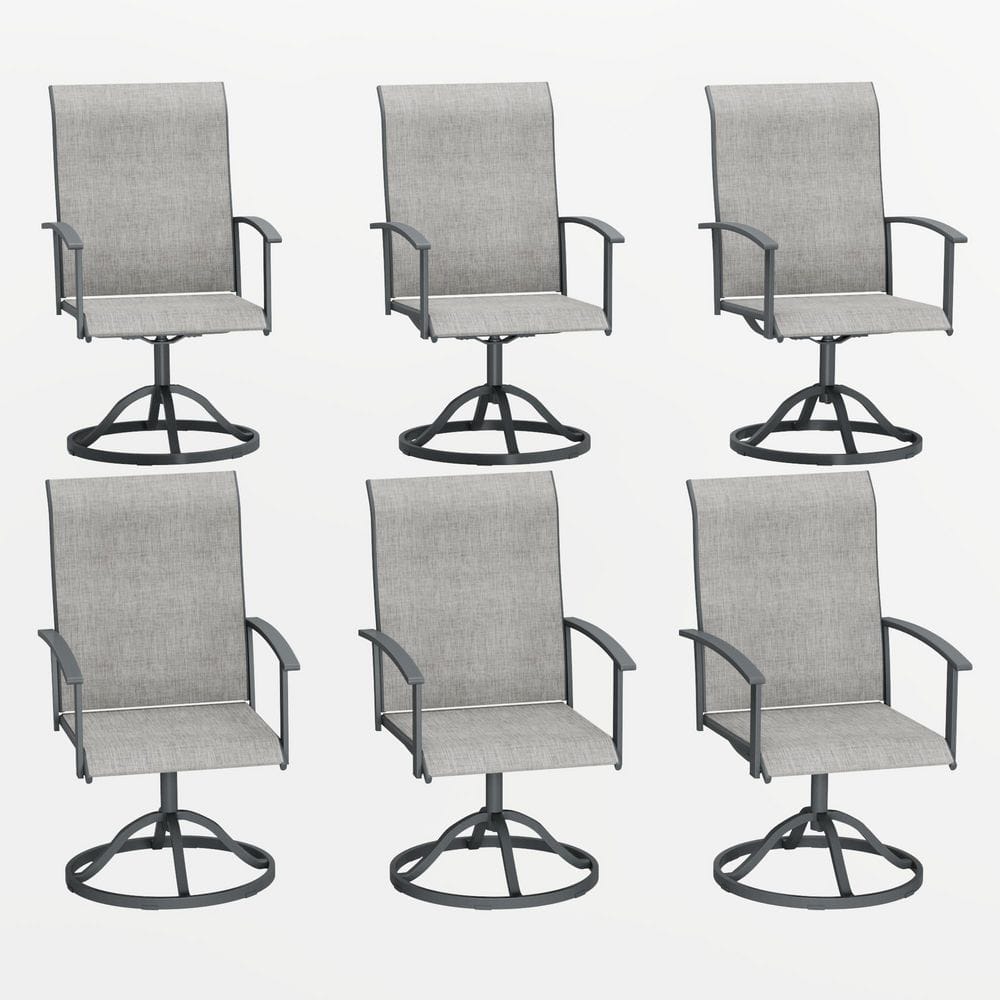 6-Piece Outdoor Patio Swivel Dining Chairs with All-Weather Metal Frame and Breathable Textilene Fabric in Gray price history on PriceWatchPro