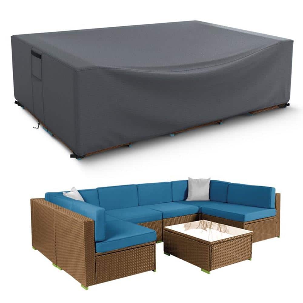 Grey 98"L x 98"W x 28"H Waterproof Patio Furniture Cover