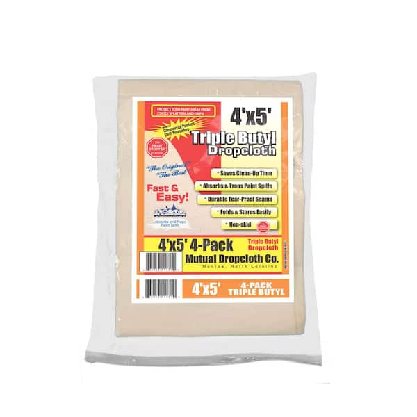 Unbranded 4 ft. x 5 ft. White Triple Coated Butyl Drop Cloth (4-Pack)