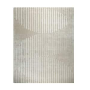 Beige Hand-Tufted Wool Contemporary Modern Rug 6 ft. x 9 ft., Area Rug