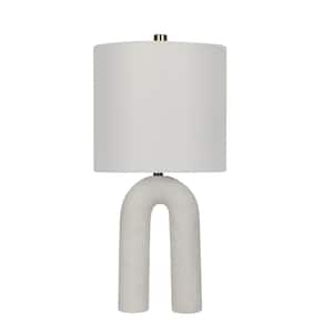 23.75 in. White Modern, Inverted U-Shaped Indoor Table Lamp with Decorator Shade