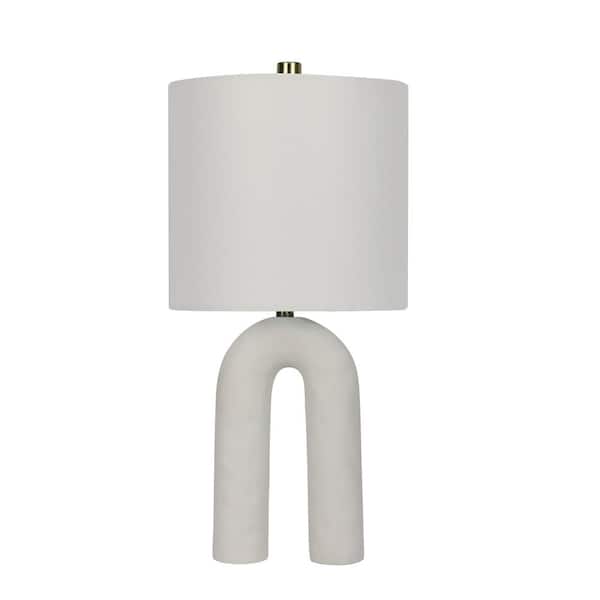 Fangio Lighting 23.75 in. White Modern, Inverted U-Shaped Indoor Table Lamp with Decorator Shade