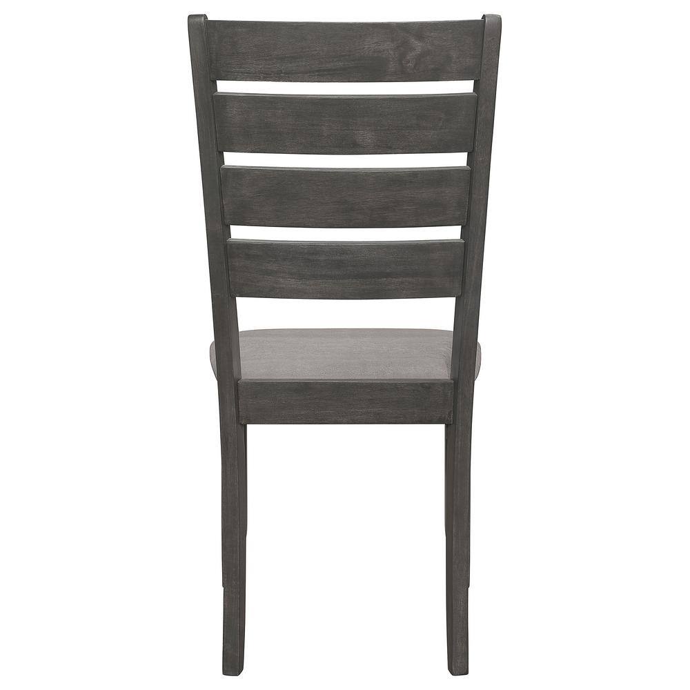 Dark Gray Upholstered Ladderback Wood Side Chair Set