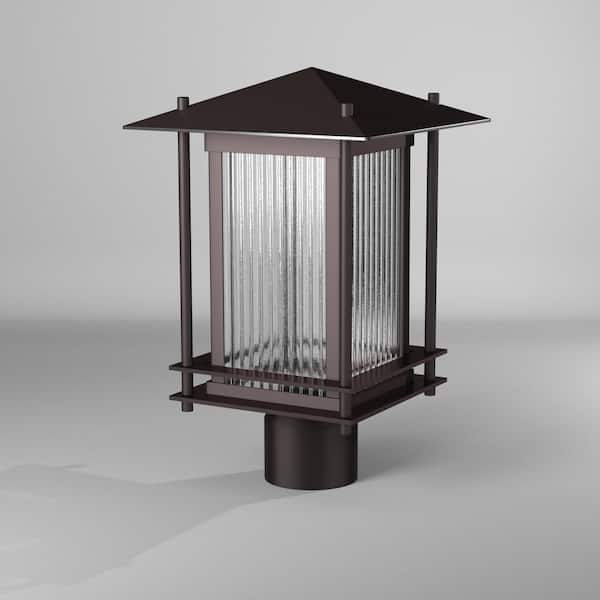 Hadley 1-Light Burnished Bronze Cast Aluminum Line Voltage Hardwired Outdoor Wet-Rated Post Light with Integrated LED