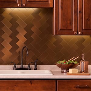 Long Grain 6 in. x 3 in. Brushed Bronze Metal Decorative Wall Tile (8-Pack)