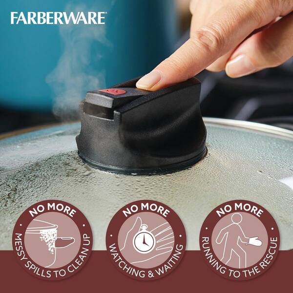 Farberware 11.25 in. Smart Control- Aluminum Nonstick Frying Pan in Aqua  with Lid 22399 - The Home Depot