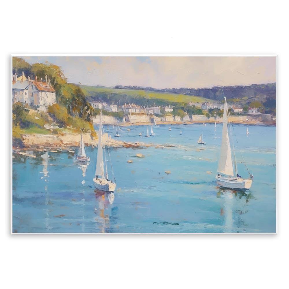 Sailboats Of The Shore by LSR Design Studio Unframed Coastal Graphic Art Print 13 in. x 19 in. price history on PriceWatchPro