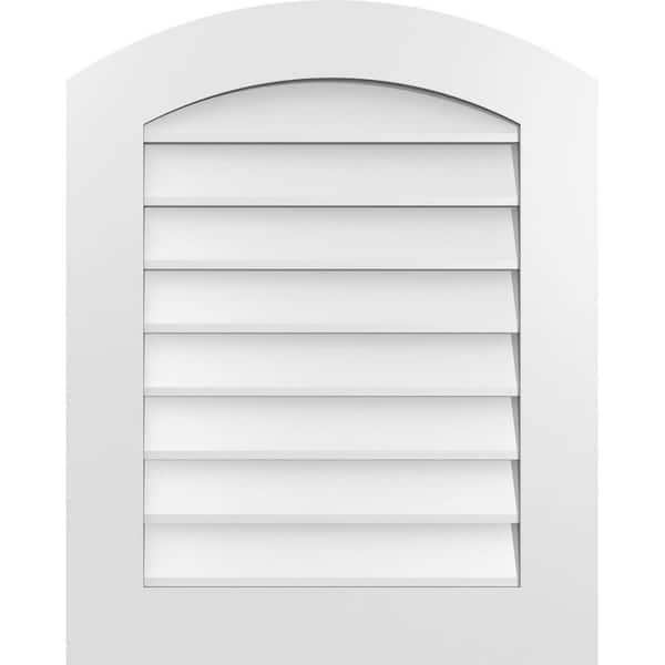 Ekena Millwork 24 in. x 30 in. Arch Top Surface Mount PVC Gable Vent: Functional with Standard Frame