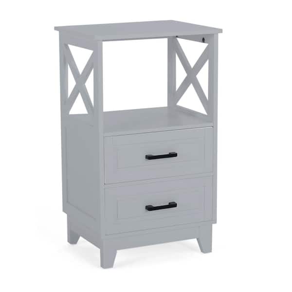 Miscool Anky 17.75 in. W x 14 in. D x 29.75 in. H Gray MDF Freestanding Linen Cabinet with 2-Drawers