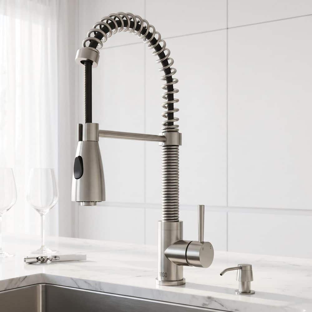 VIGO Brant Single Handle Pull-Down Sprayer Kitchen Faucet Set with