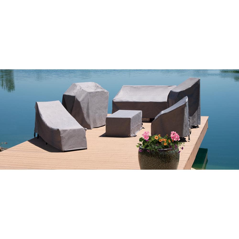 Heather Gray Waterproof Rectangular Patio Dining Set Cover