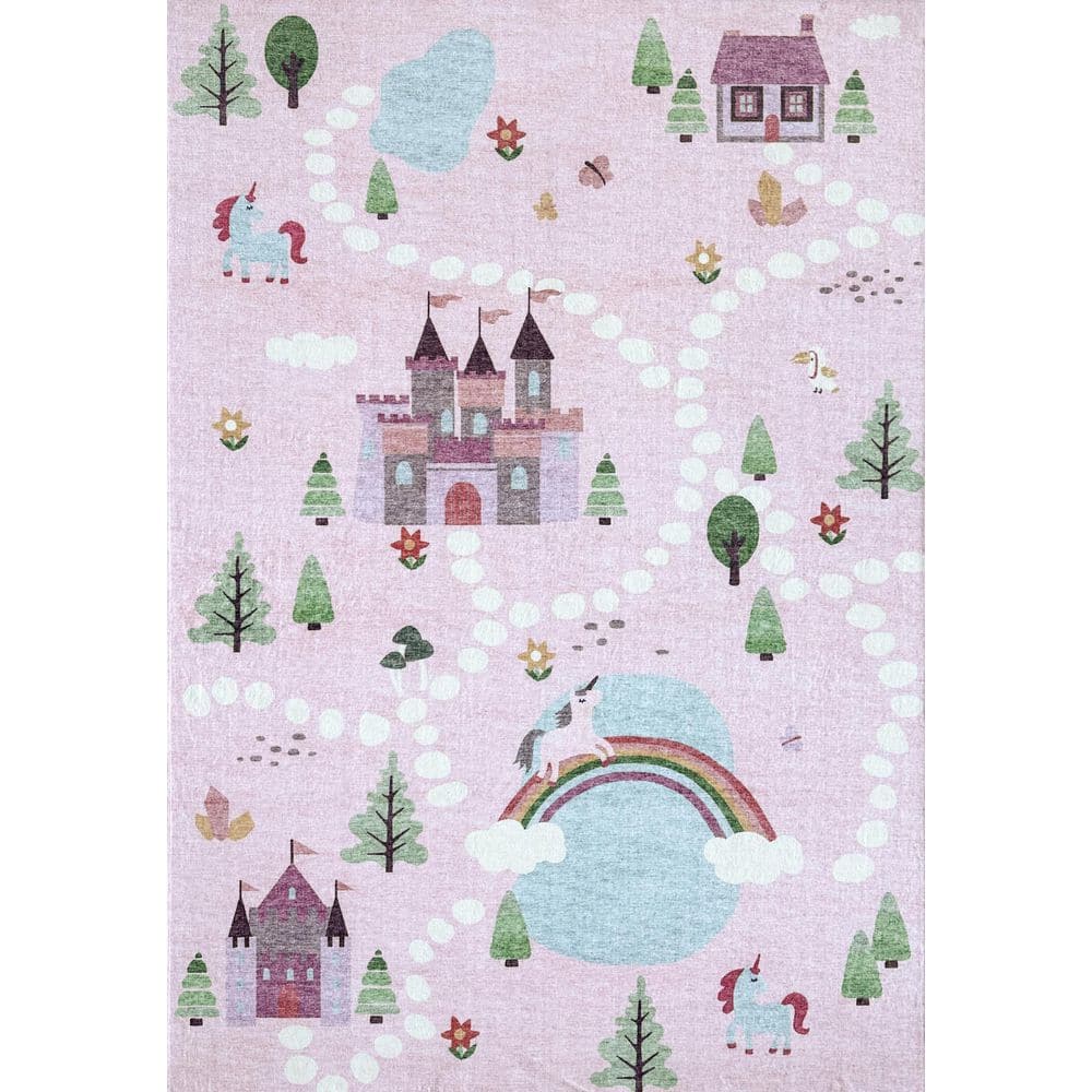 8 ft. x 11 ft. Pink White and Blue Juvenile Castle and Rainbow Youthful Area Rug price history on PriceWatchPro