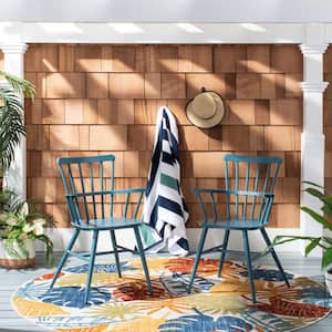 Clifton Matte Navy Blue Stackable Metal Outdoor Dining Chair (2-Pack)