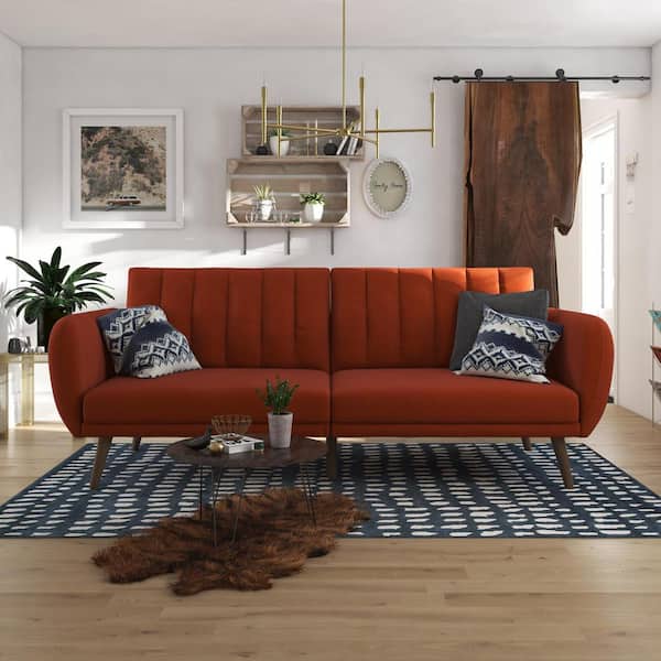 Novogratz Brittany Persimmon Linen Convertible Futon
