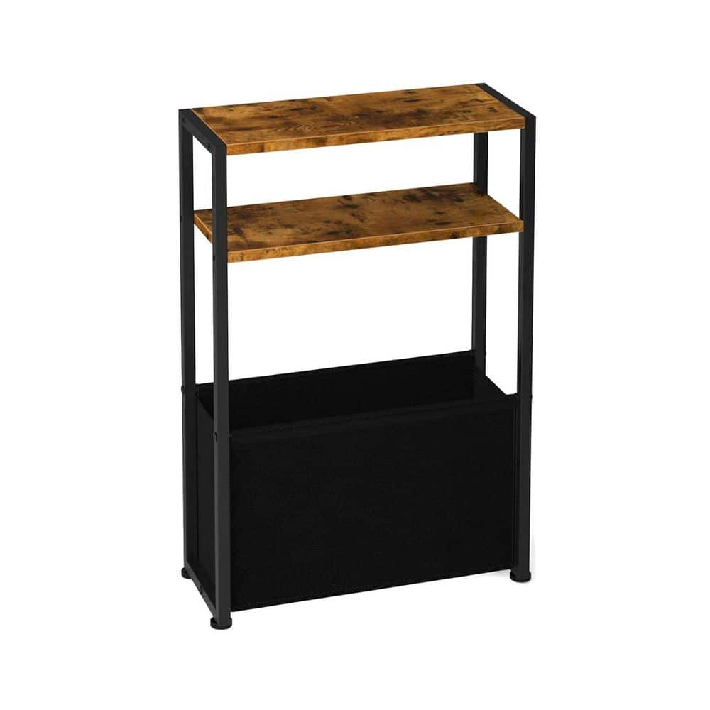 Rustic Brown 15.7 in. x 25.6 in. Wood Freestanding Magazine Rack