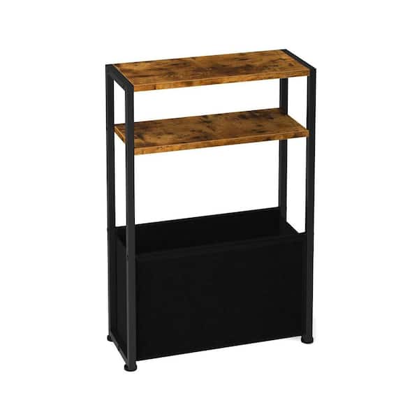 Rustic Brown 15.7 in. x 25.6 in. Wood Freestanding Magazine Rack